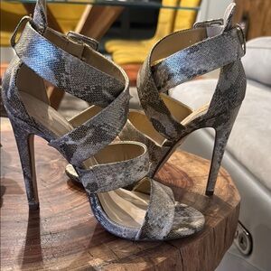 Gold snake skin heels